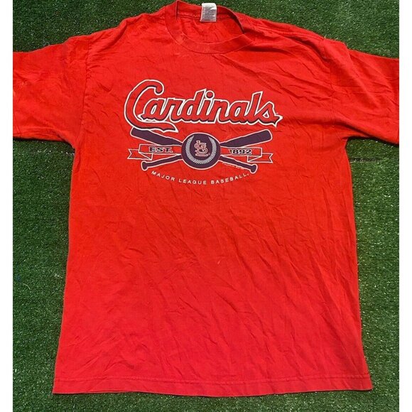 Vintage St. Louis Cardinals shirt mens large red Y2K retro script Pujols 7 - Picture 1 of 12